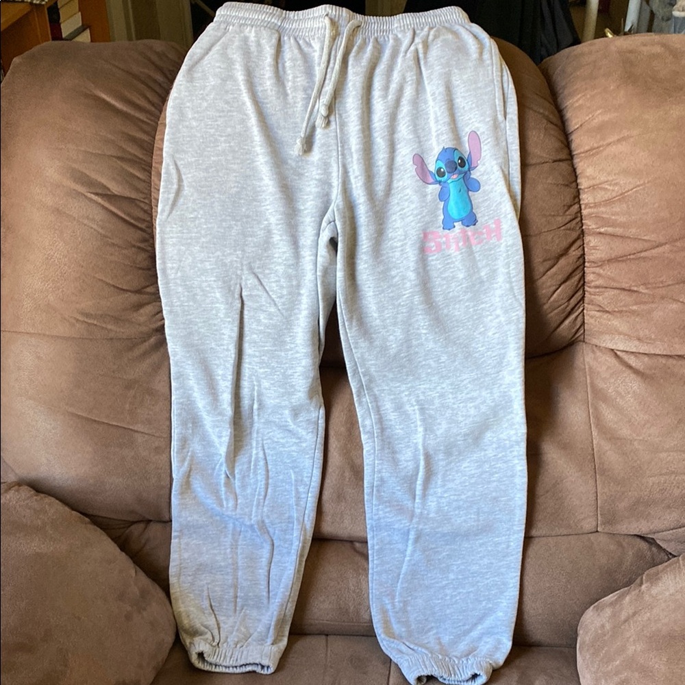 Gray juniors Joggers with Stitch Character Print